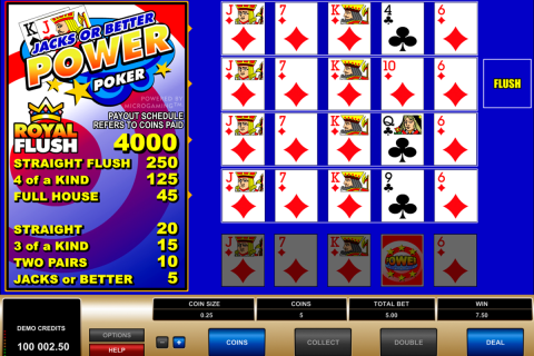 jacks or better  play power poker microgaming