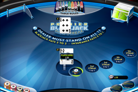 premier high streak blackjack microgaming online